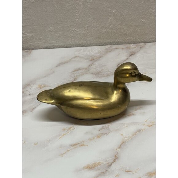 VTG Solid Brass Full Body Duck Figure Green Felt Bottom - Picture 7 of 10
